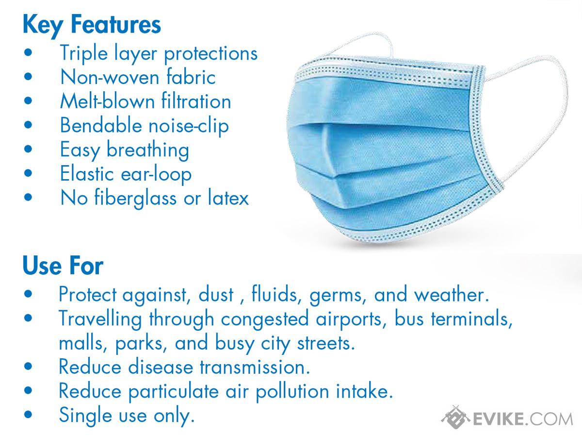 FDA / CE Approved 3-Layer Non-Woven Surgical / Medical Masks Box of 50 Masks