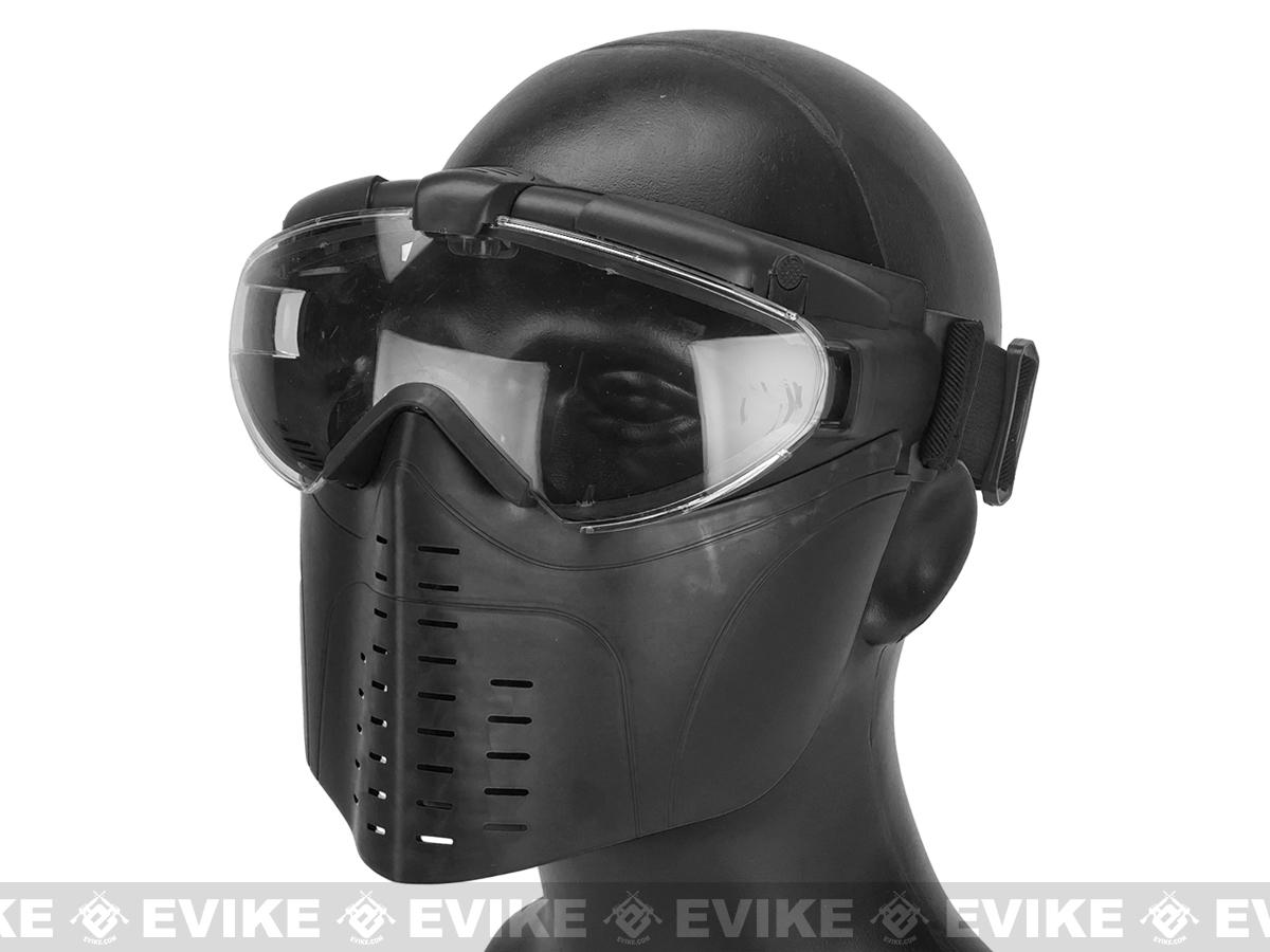 ProGoggle Airsoft Full Face Mask w/ Integrated Fan Black, Tactical