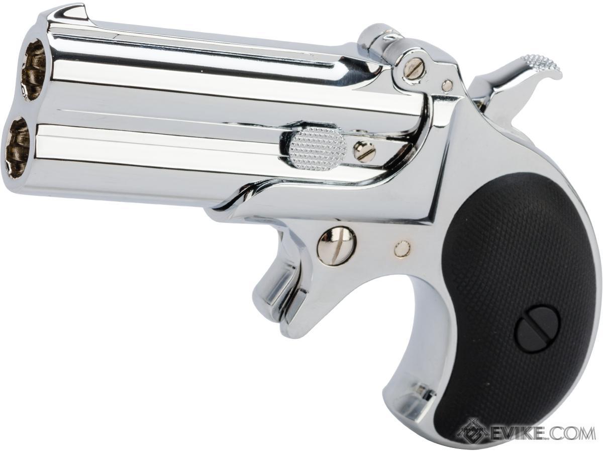 Maxtact Gas Powered Full Metal Derringer Airsoft Double Barrel Pistol (Color: Silver)