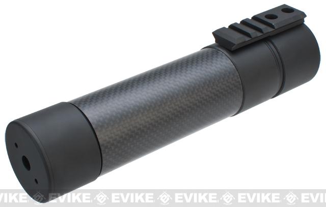King Arms Mock Silencer Barrel Extension for KWA / KSC KMP9 Series Airsoft GBB SMG's - Carbon / 210mm