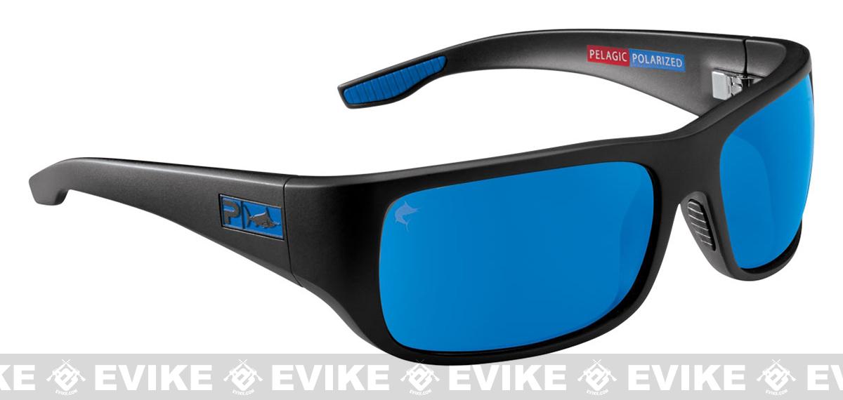 Pelagic PMG Fish Hook Polaraized Sunglasses Matte Black Frame / Blue