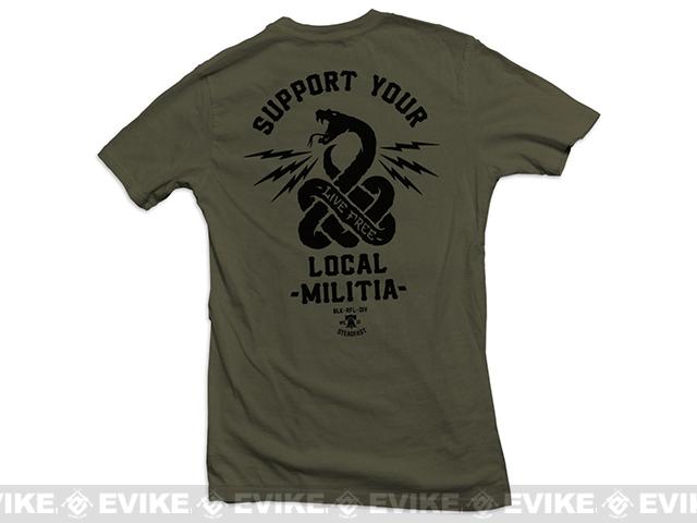 Black Rifle Division Support your local militia T-shirt - Military Green (Size: Medium)