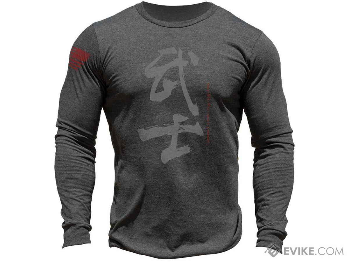 MUSA Calligraphy Long Sleeve Shirt (Size: Dark Gray Heather / Large)