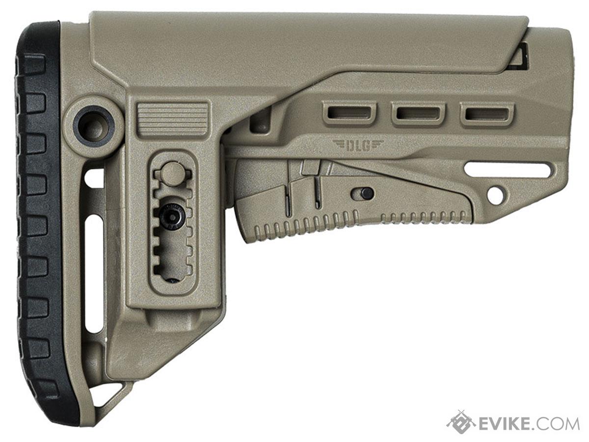 DLG Tactical Compact Retractable Stock w/ Adjustable Long Cheek Riser for M4 / M16 Series Milspec Rifles (Color: Tan)