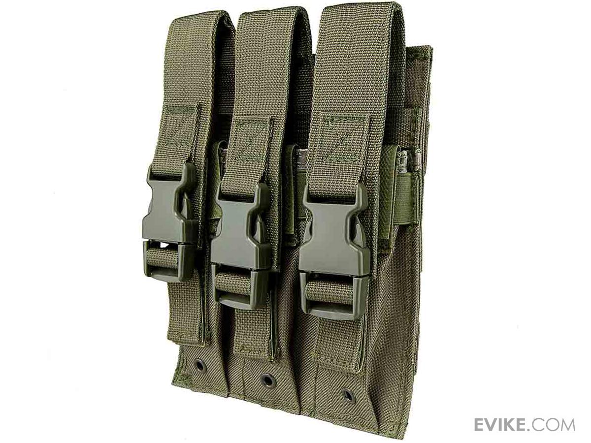 VISM by NcStar Triple Hicap Pistol / SMG Magazine Pouch (Color: OD Green)