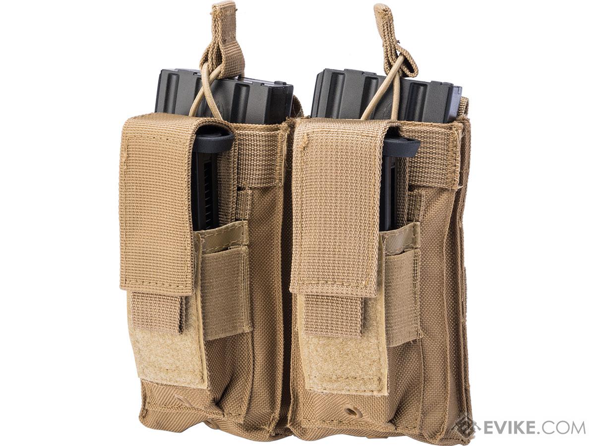 VISM by NcSTAR MOLLE Double Kangaroo M16 & Pistol Mag Pouch (Color: Tan)