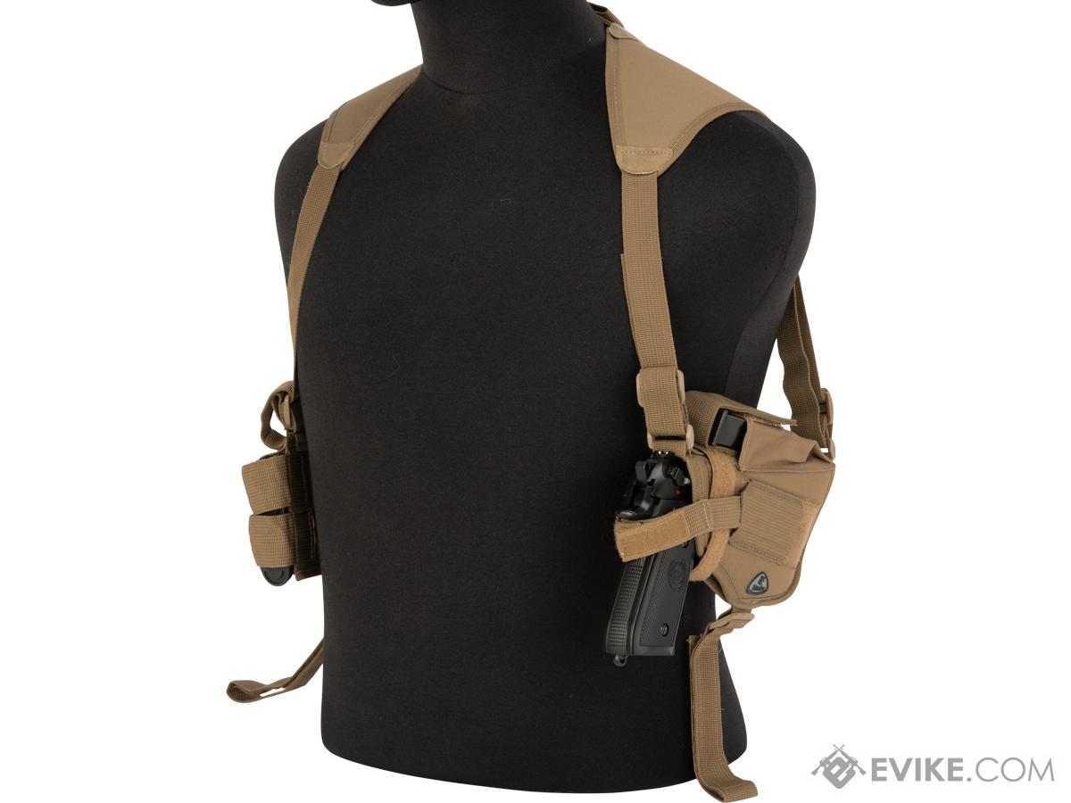 Universal Tactical Shoulder Holster with Dual Magazine Pouch (Color: Tan)