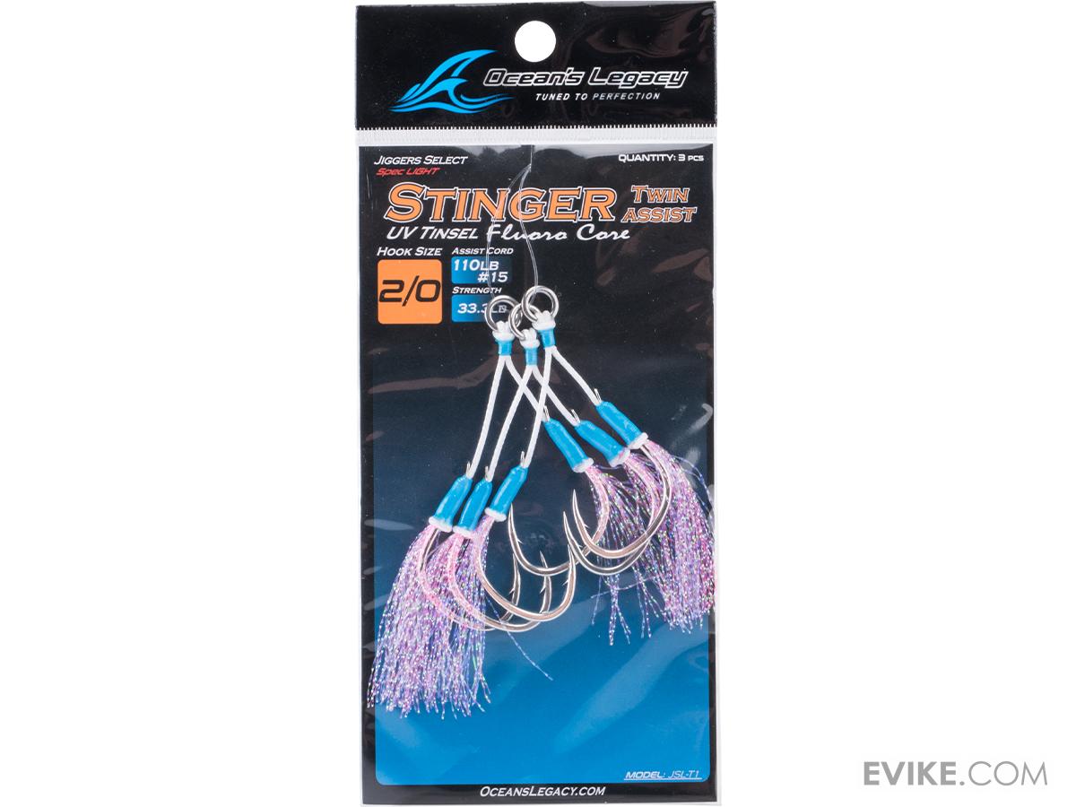 Ocean's Legacy Stinger Twin Assist Hook w/ UV Tinsel & Fluorocore Cord (Size: 2/0 / 3 Pack) | Evike.com Ocean's Legacy Stinger Twin Assist Hook w/ UV Tinsel & Fluorocore Cord (Size: 2/0 / 3 Pack) | Evike.com