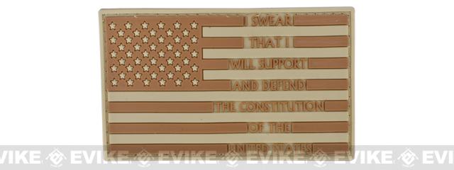 US Flag PVC Hook and Loop Rubber Patch - Oath of Enlistment - Tan