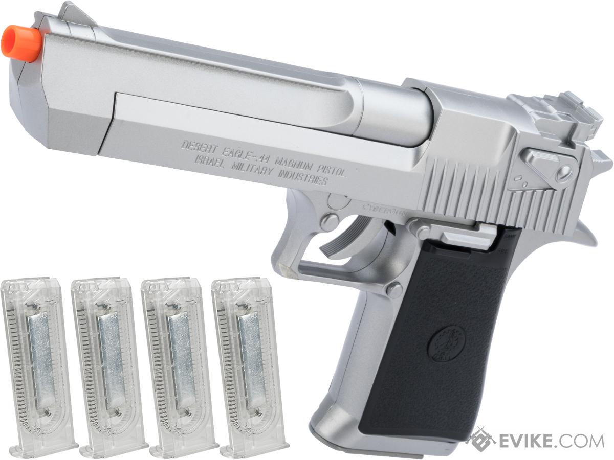 Desert Eagle Licensed Magnum 44 Airsoft Pistol (Color: Silver w/ 4 Extra Mags)