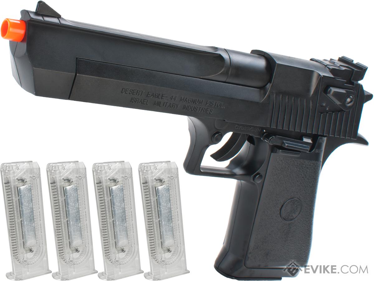 Desert Eagle Licensed Magnum 44 Airsoft Pistol (Color: Black w/ 4 Extra Mags)
