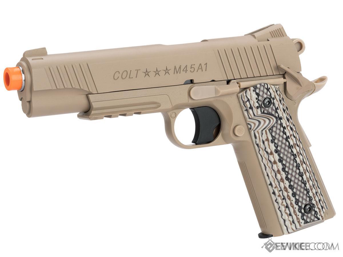 Cybergun Colt Licensed M45A1 CO2 High Efficiency Airsoft High Power Gas Pistol (Model: Desert Tan)