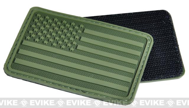 Hazard 4 US Flag Rubber Hook and Loop Patch (Style: Left Arm / OD Green)