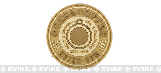 Evike.com Guns & Coffee Brand PVC Hook & Loop Patch (Color: Tan)