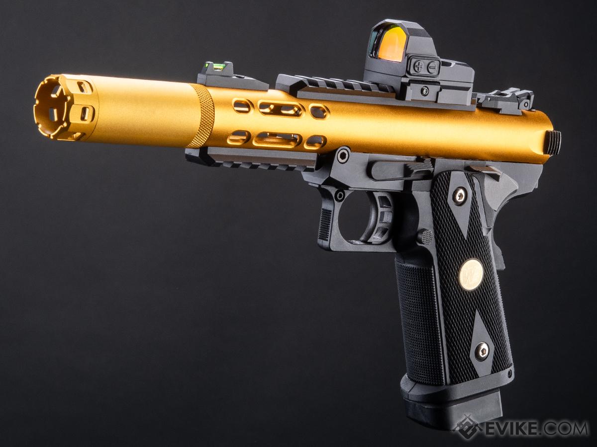 WE-Tech Galaxy Hi-CAPA Gas Blowback Airsoft Pistol (Color: Gold / Checkered Frame / Tracer Package)