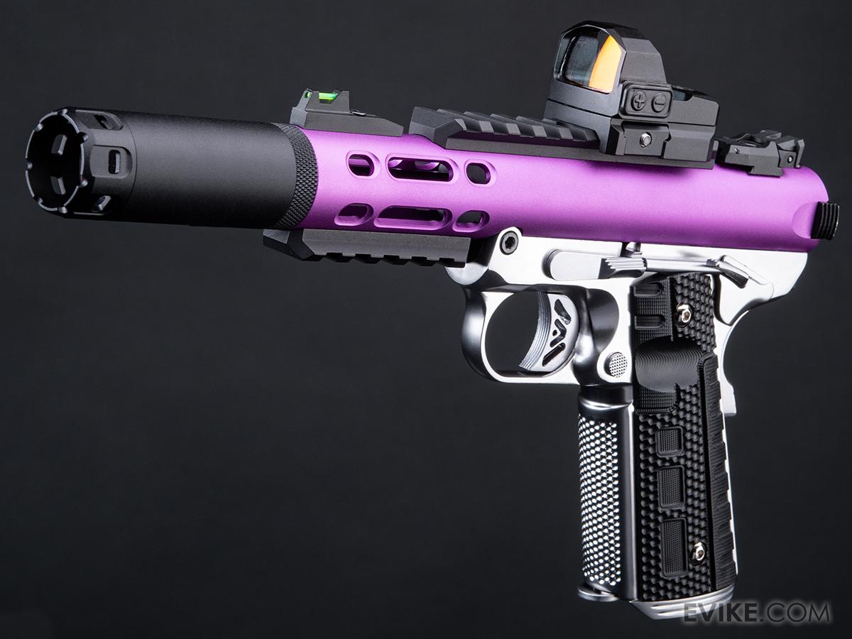 WE-Tech Galaxy 1911 Gas Blowback Airsoft Pistol (Color: Purple Slide / Silver Frame / Type A Slide / Tracer Package)