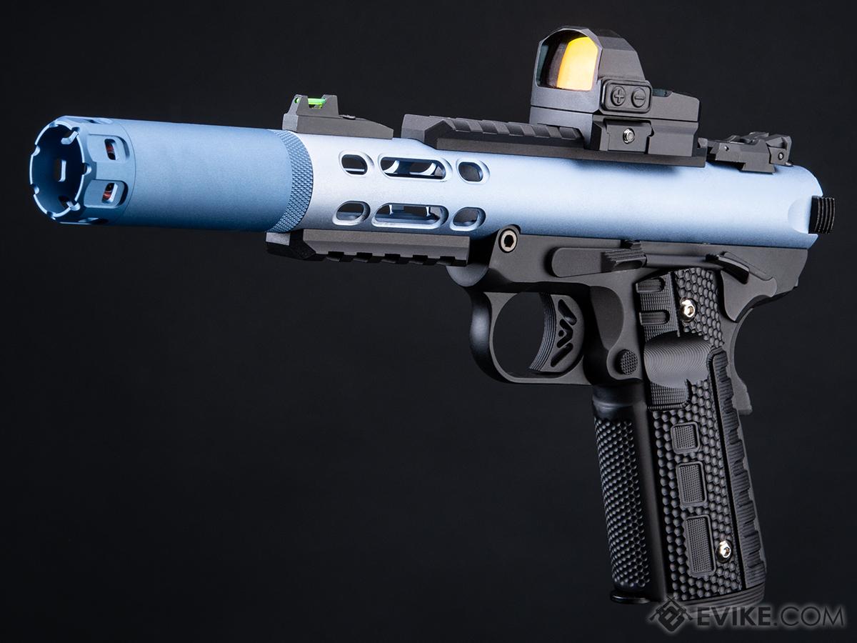 WE-Tech Galaxy 1911 Gas Blowback Airsoft Pistol (Color: Blue Slide / Black Frame / Type A Slide / Tracer Package)