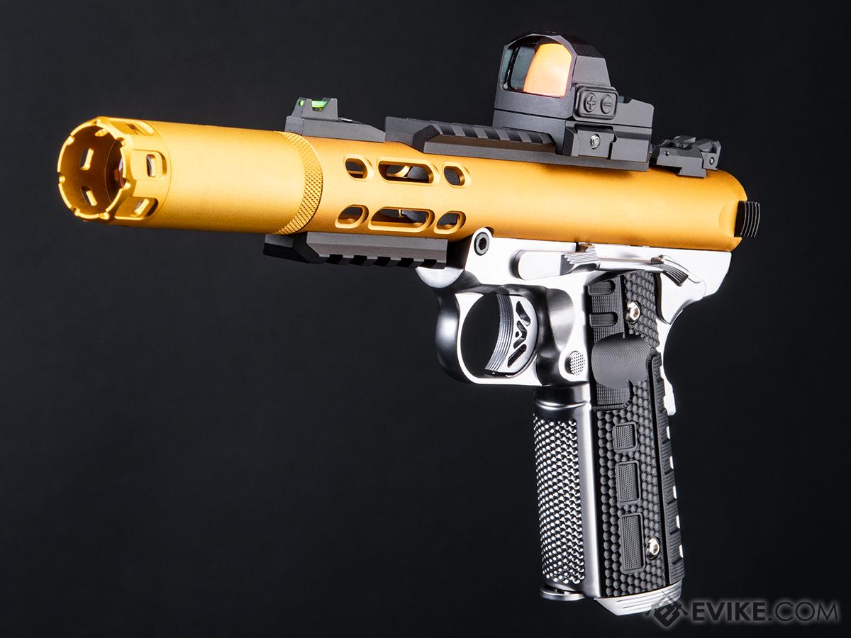 WE-Tech Galaxy 1911 Gas Blowback Airsoft Pistol (Color: Gold Slide / Silver Frame / Type A Slide / Tracer Package)