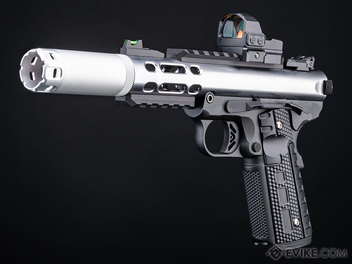 WE-Tech Galaxy 1911 Gas Blowback Airsoft Pistol (Color: Silver Slide / Black Frame / Type A Slide / Tracer Package)