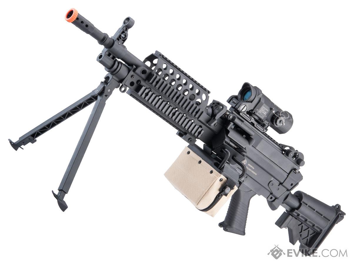 Cybergun FN Licensed M249 MINIMI Featherweight Airsoft Machine Gun (Model: MK46 / 400 FPS / Add 1500rd Tan Sack Magazine)