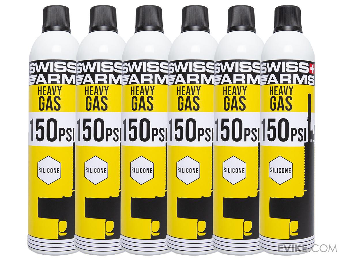 Swiss Arms Green Gas Bottle (Model: Lubricated / 600ml / 150 PSI / Pack of 6)