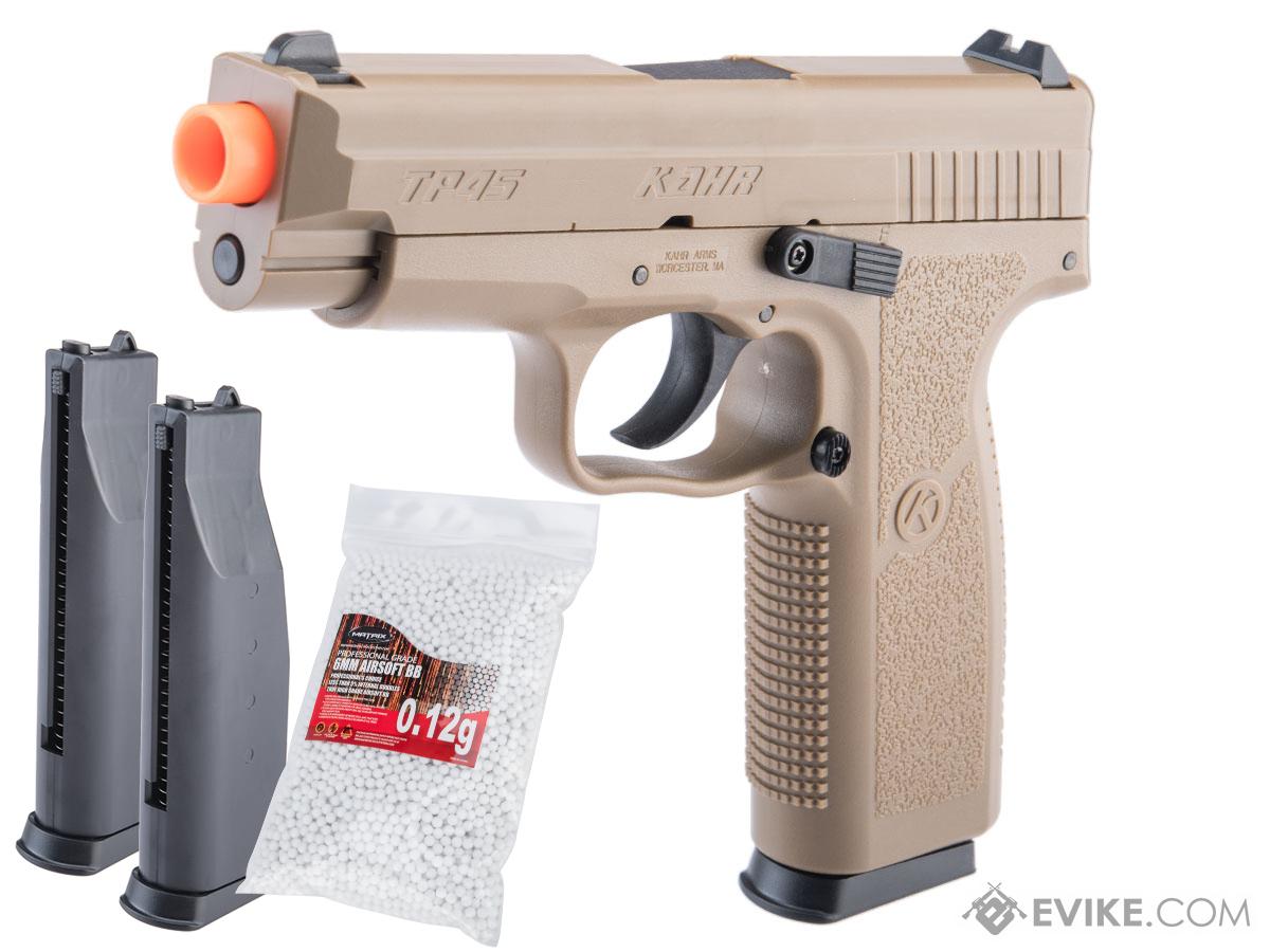 Cybergun KAHR ARMS Licensed TP45 Full Size Airsoft Pistol (Color: Tan / Reload Package)