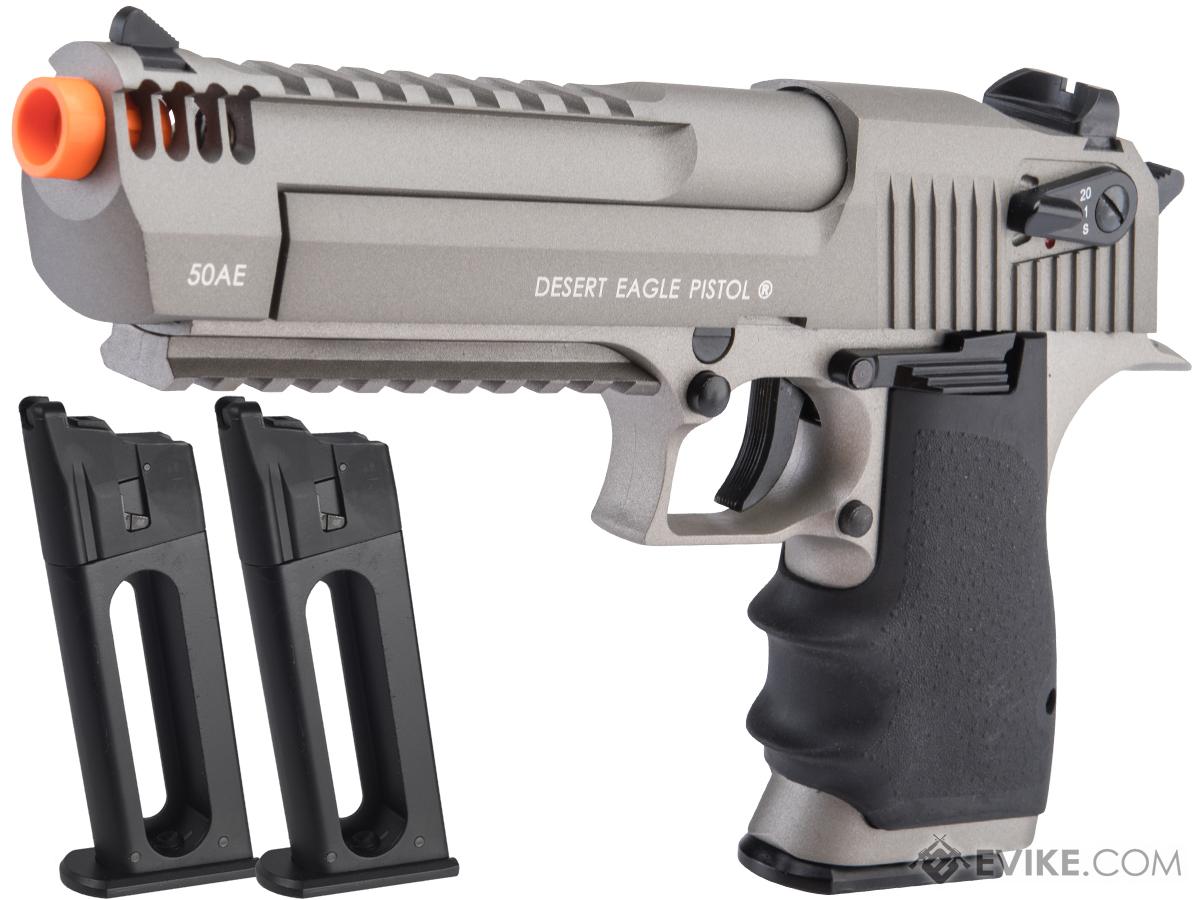 Cybergun Magnum Research Licensed Desert Eagle L6 Semi Auto CO2 Gas Blowback Airsoft Pistol by KWC (Color: Stainless Cutlass / Reload Package)