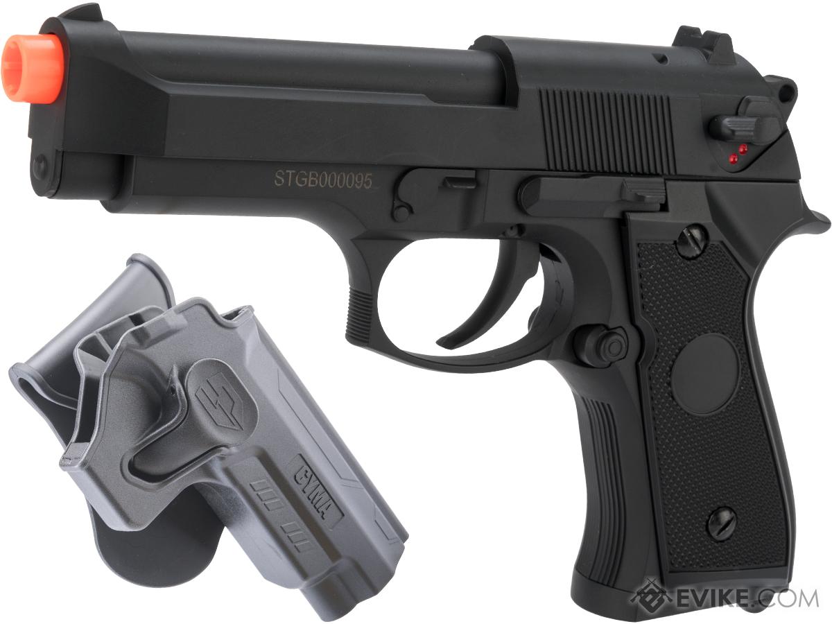 CYMA AEP Full Auto Select Fire M9 Airsoft AEP Pistol Package (Color: Black / Add Holster)