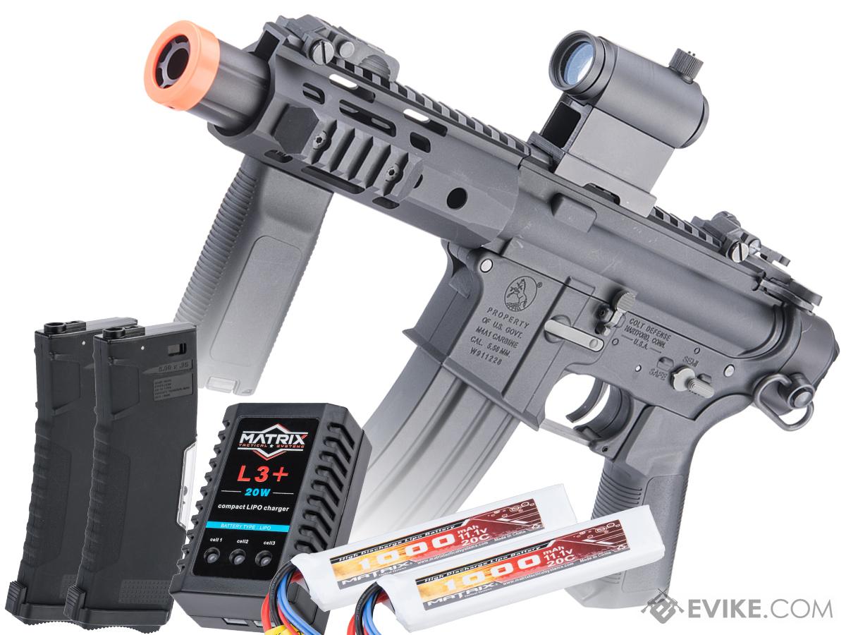 COLT M4 PISTOL M-LOK Cybergun Licensed Colt Sportsline M4 AEG Rifle w/ G3 Micro-Switch Gearbox (Model: URX4 Pistol / Black / Go Airsoft Package)