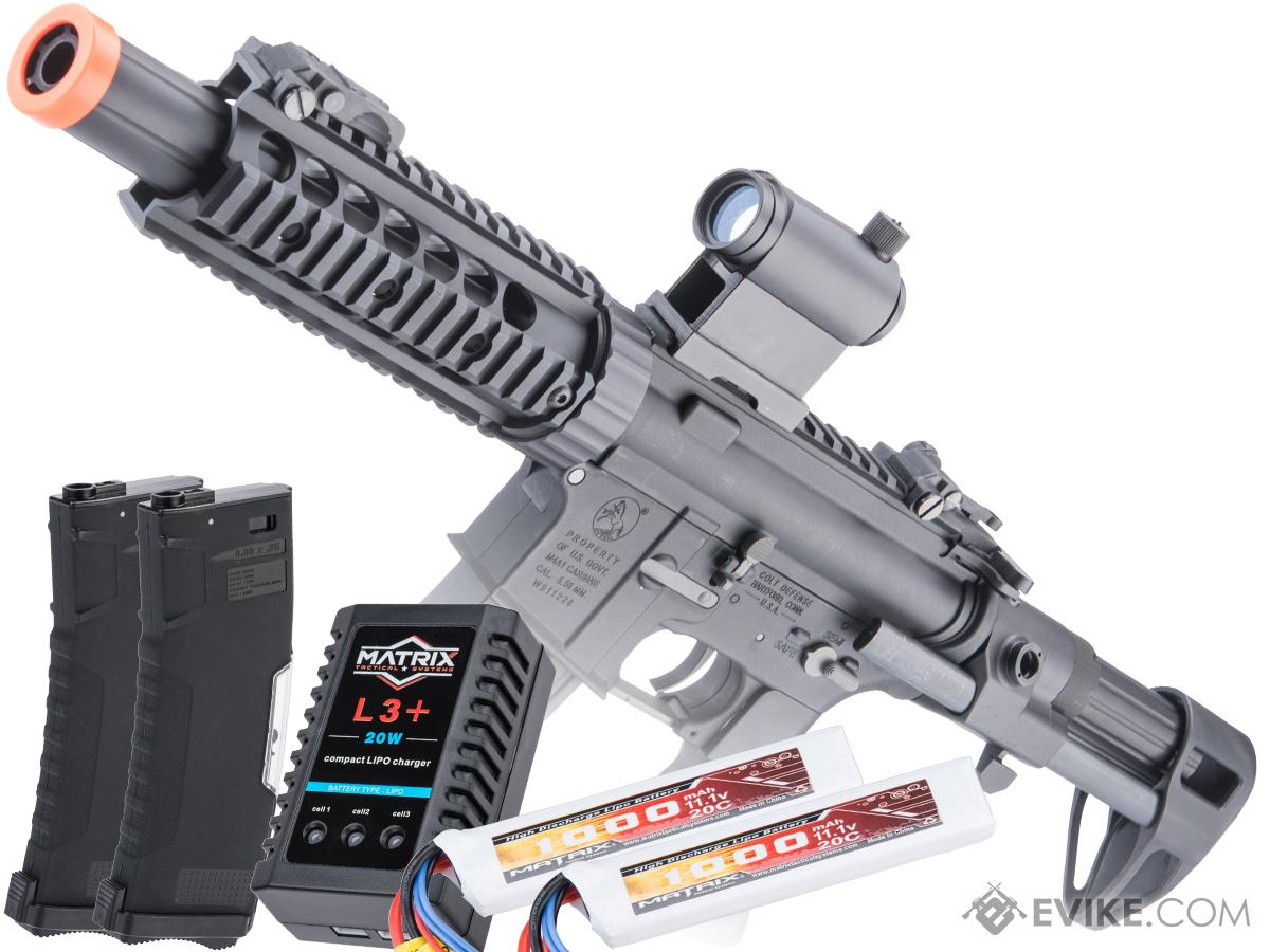 Cybergun Licensed Colt Sportsline M4 AEG Rifle w/ G3 Micro-Switch Gearbox (Model: SD PDW-M / Black / Go Airsoft Package)
