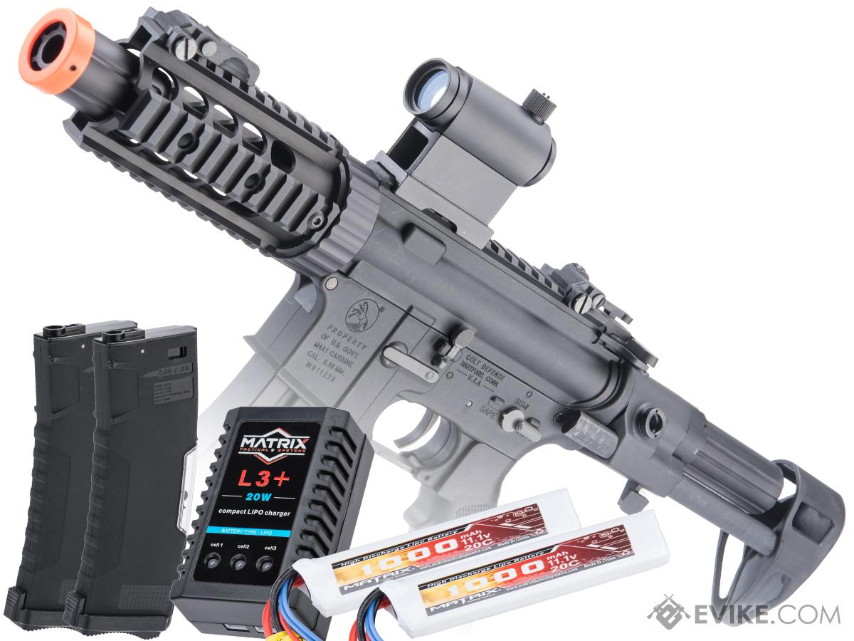 Cybergun Licensed Colt Sportsline M4 AEG Rifle w/ G3 Micro-Switch Gearbox (Model: SD PDW-S / Black / Go Airsoft Package)