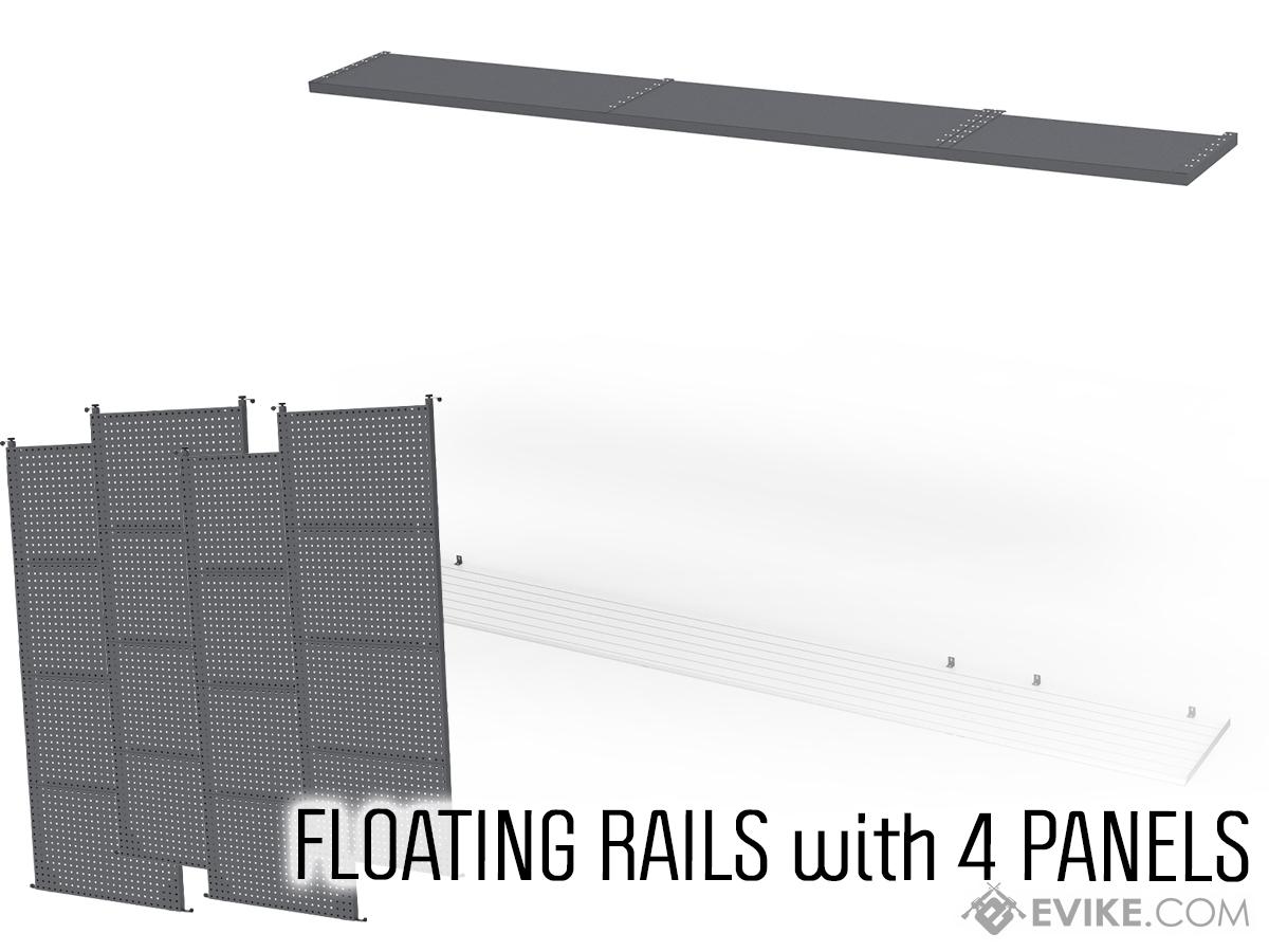 EMG Battle Wall System Weapon Display & Storage Solution Modular Sliding Wall Rack (Model: Floating Rail System w/ 4x Panels)