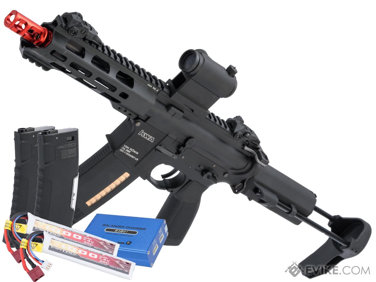 KWA Ronin Tactical 6 VM4 PDW AEG Rifle (Color: Black / Go Airsoft Package)