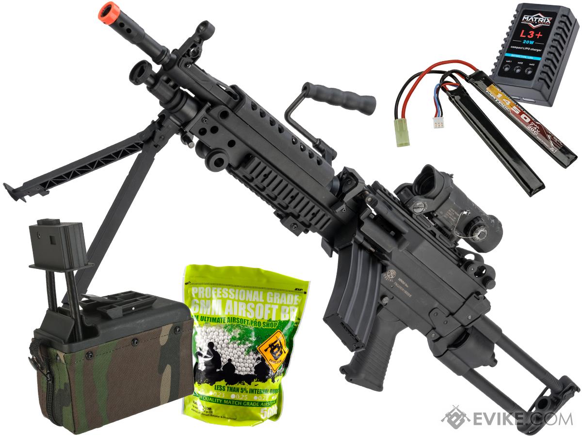 Cybergun FN Licensed M249 MINIMI Featherweight Airsoft Machine Gun (Model: Para / 400 FPS / Support Package)