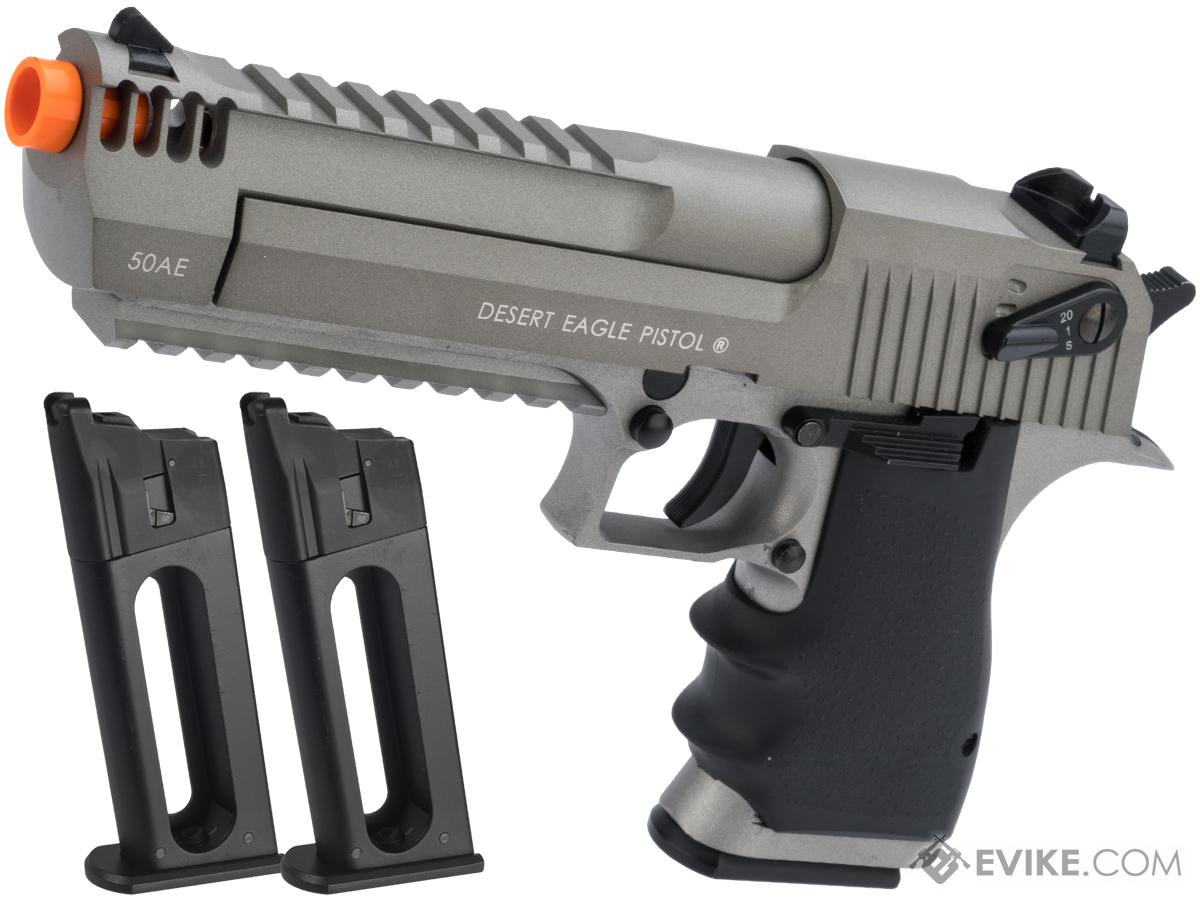 Magnum Research Licensed Semi/Full Auto Metal Desert Eagle L6 CO2 Gas Blowback Airsoft Pistol by KWC (Color: Grey / Reload Package)