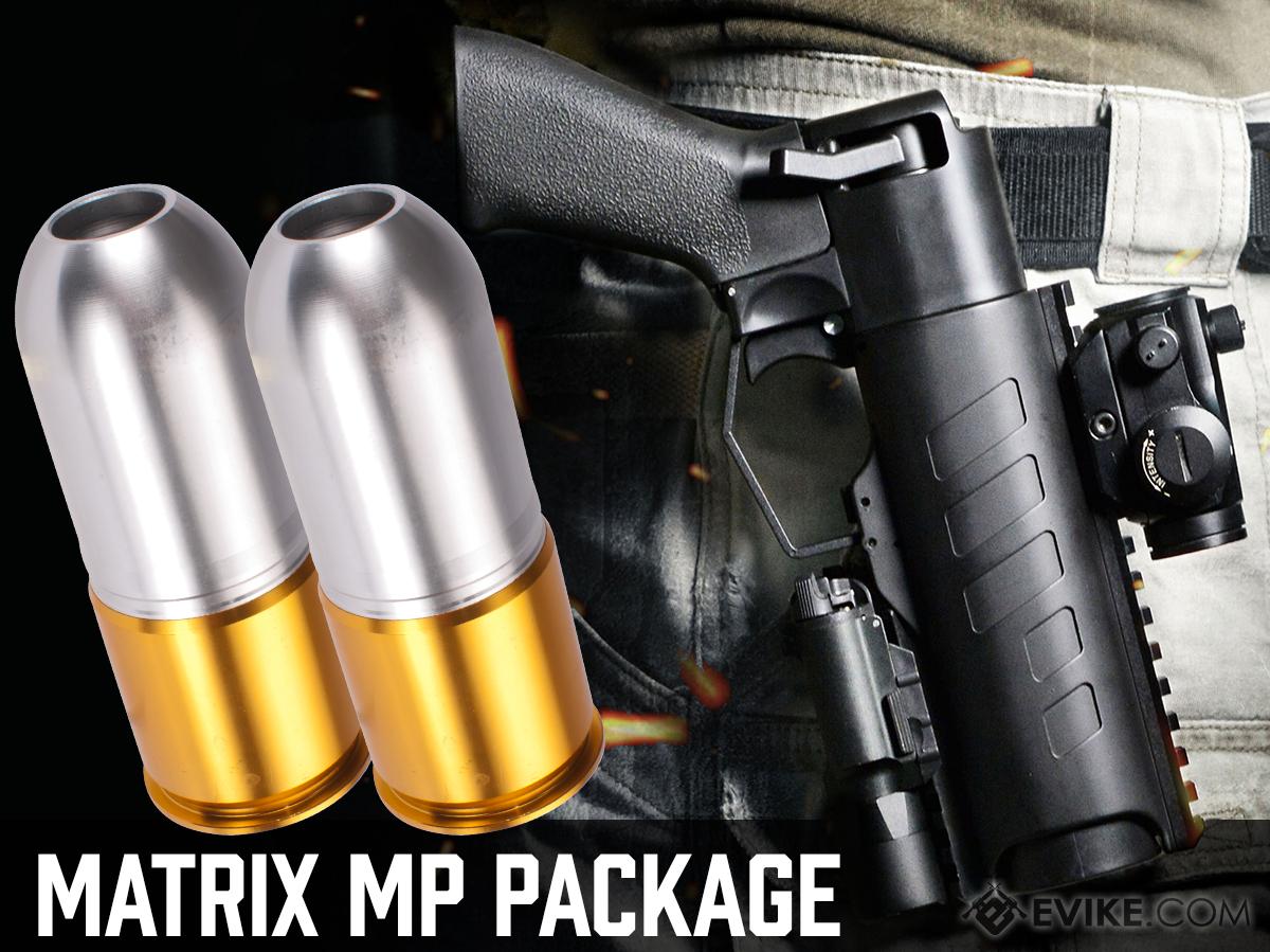 APS THOR PowerUp 40mm Airsoft Grenade Launcher Pistol w/ Quick Detach Belt Loop (Model: Matrix Multi-Purpose Grenade Package)