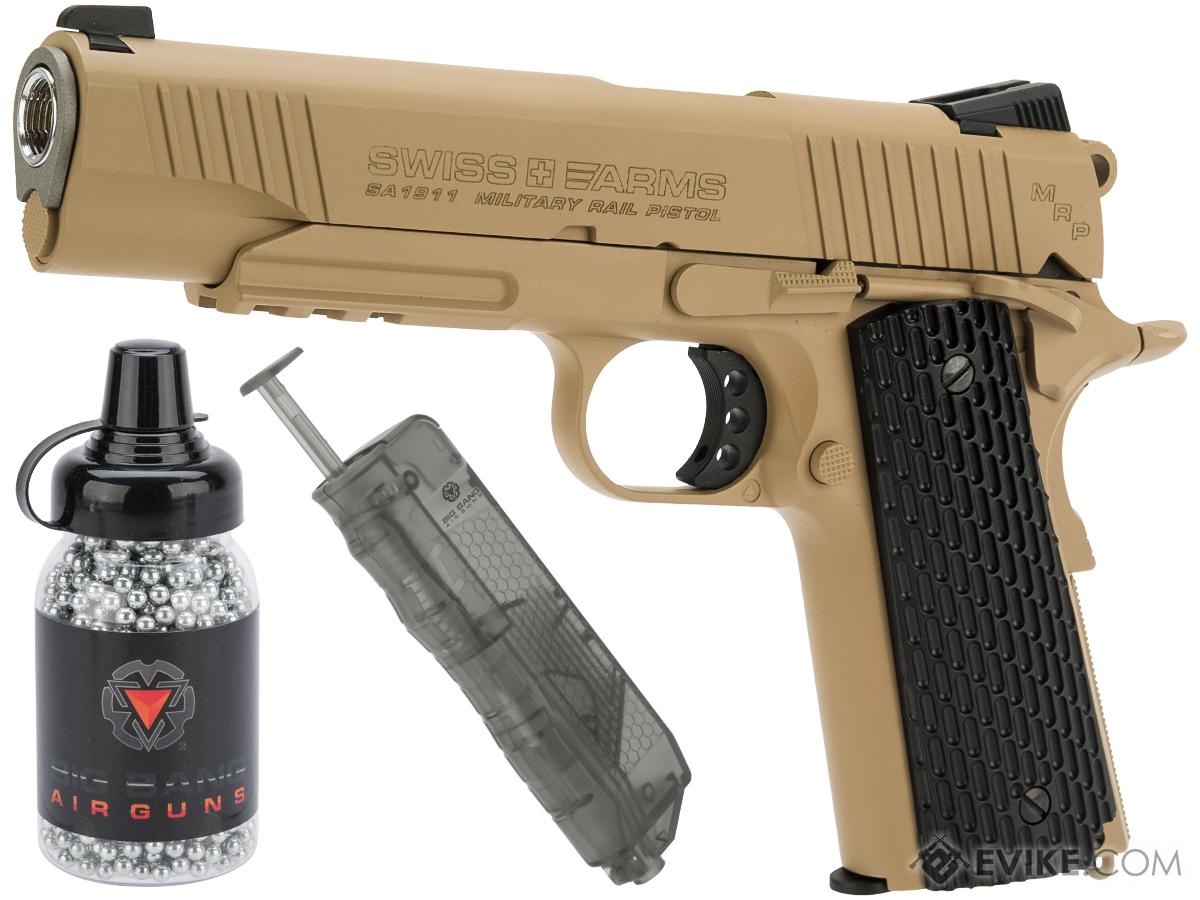 Swiss Arms SA 1911 MRP CO2 Powered Blowback 4.5mm Air Pistol (Color: Tan /  Starter Package), MORE, Air Gun / Pellet Gun, Air Pistols / Hand Guns -   Airsoft Superstore