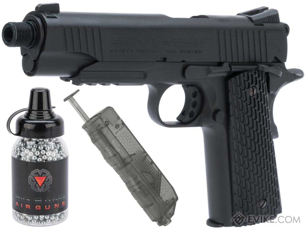 Swiss Arms SA 1911 MRP CO2 Powered Blowback 4.5mm Air Pistol (Color: Black / Starter Package)