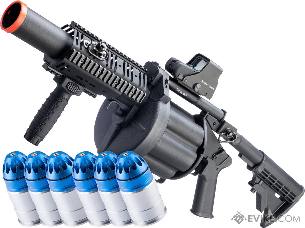 ICS MGL Full Size Airsoft Revolver Grenade Launcher (Color: Black Gen.2 + 6 Short Shells)