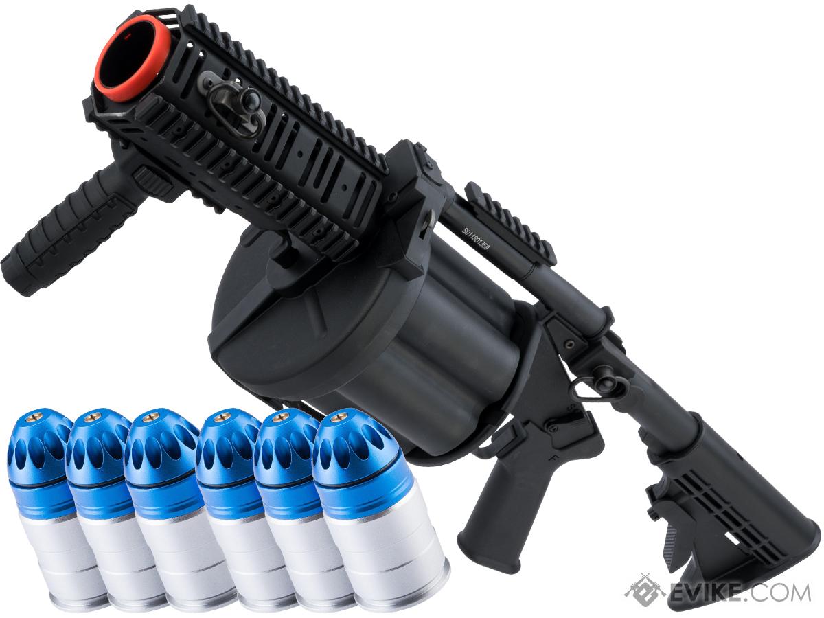 ICS MGL Full Size Airsoft Revolver Grenade Launcher (Color: Black Gen.2 Short + 6 Short Shells)