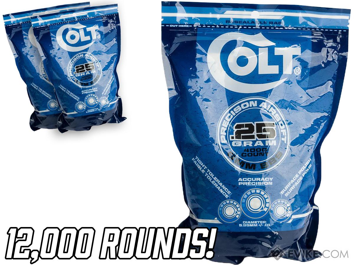 Colt Licensed Premium 6mm High Grade Precision Airsoft BBs (Weight: .25g / 12,000 Rounds / White)