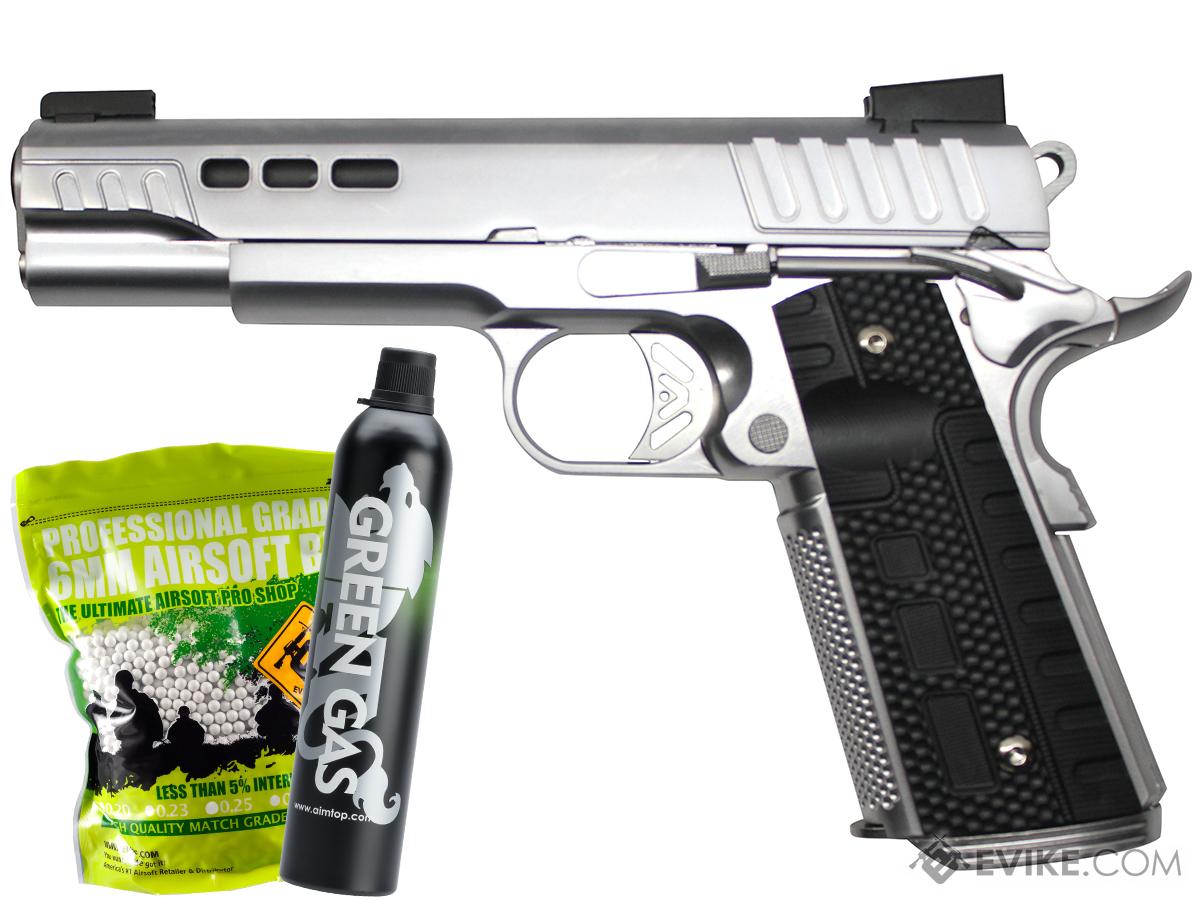 Ascend KP Series Full Metal 1911 Airsoft GBB Pistol (Color: Silver / Starter Package)