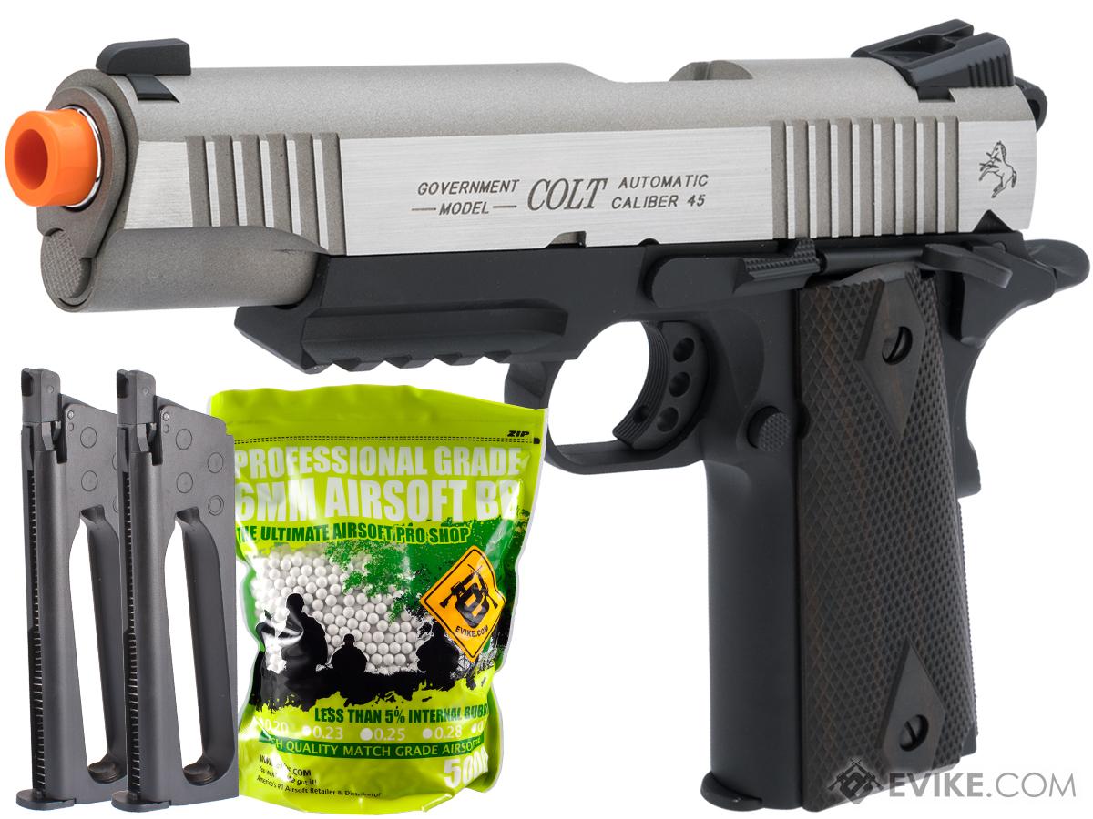Colt Licensed 1911 Tactical Full Metal CO2 Airsoft Gas Blowback Pistol by KWC (Model: Dual-Tone / Reload Package)