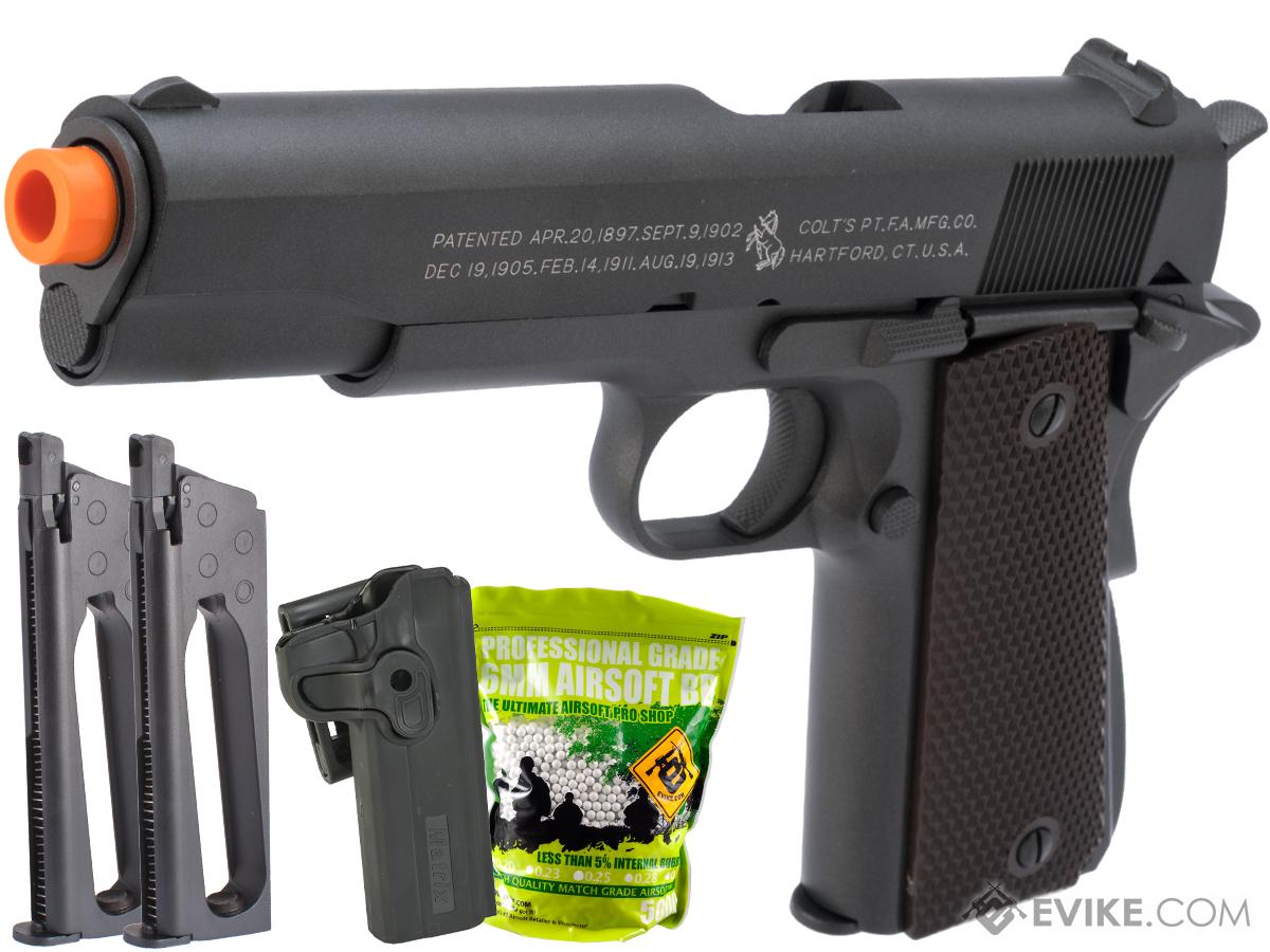 Colt 100th Anniversary Licensed Full Metal M1911 A1 Airsoft CO2 GBB by KWC (Version: 370 FPS Version / Carry Package)