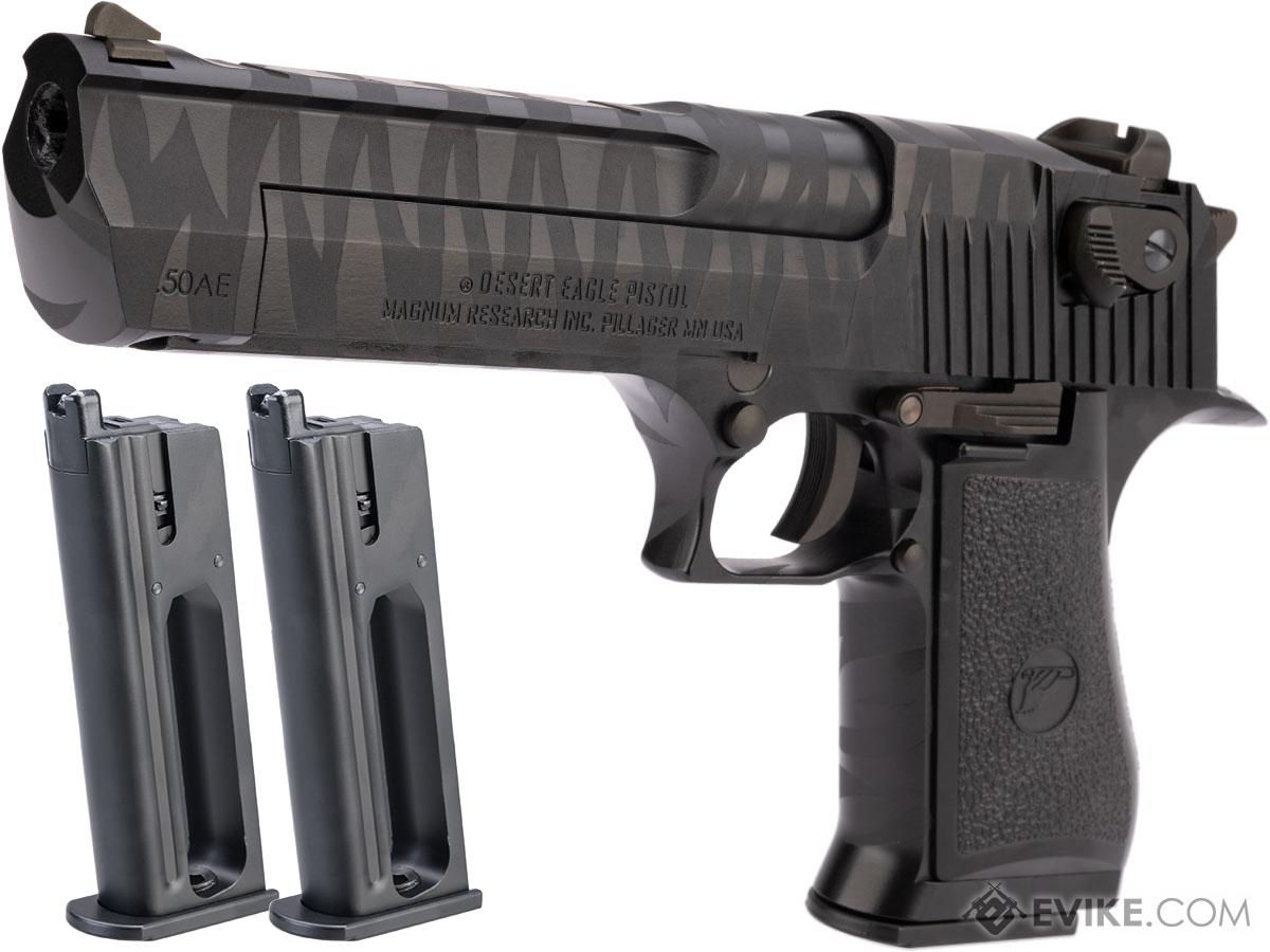 WE-Tech Desert Eagle .50 AE Gas Blowback Airsoft Pistol by Cybergun (Color: Black Tigerstripe / CO2 / Reload Package)