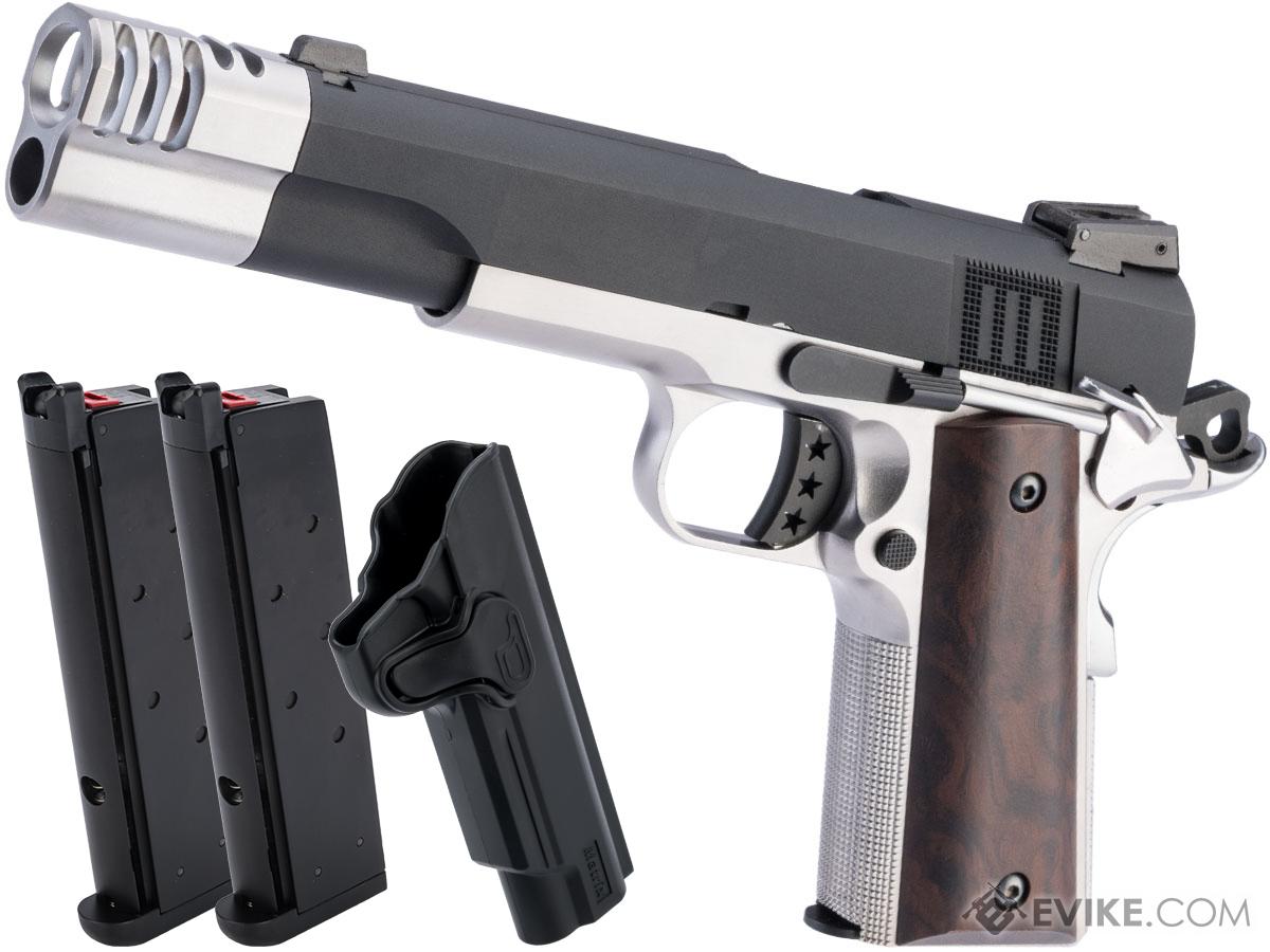 AW Custom NE31 Hitman Series 1911 Gas Blowback Pistol w/ Muzzle Compensator (Color: Black / Two Tone / Carry Package)