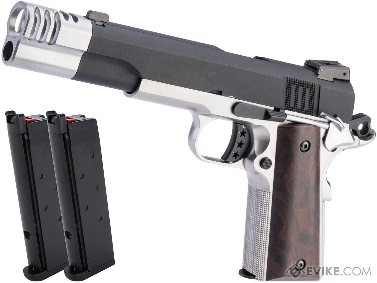 AW Custom NE31 Hitman Series 1911 Gas Blowback Pistol w/ Muzzle Compensator (Color: Black / Two Tone / Reload Package)
