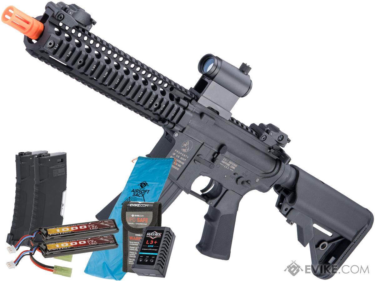 Cybergun Licensed Colt Sportsline M4 AEG Rifle w/ G3 Micro-Switch Gearbox (Model: Daniel Defense 9 MK18 / Black / Go Airsoft Package)