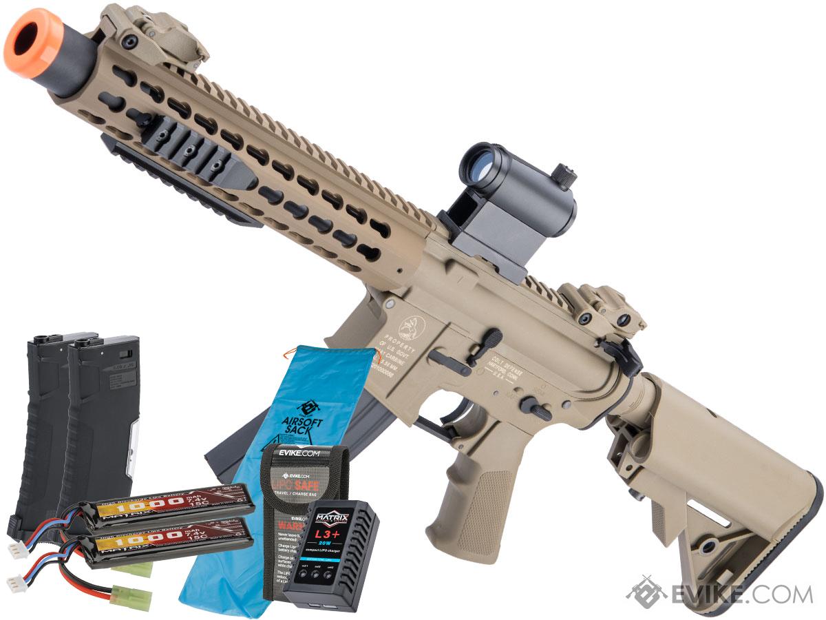 Cybergun Licensed Colt Sportsline M4 AEG Rifle w/ G3 Micro-Switch Gearbox (Model: Keymod 10 / Tan / Go Airsoft Package)