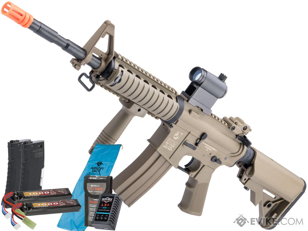 Cybergun Licensed Colt Sportsline M4 AEG Rifle w/ G3 Micro-Switch Gearbox (Model: Rainbow 14.5 / Tan / Go Airsoft Package)